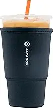 Java Sok Reusable Iced Coffee Cup Insulator Sleeve for Cold Beverages and Neoprene Holder for Starbucks Coffee, McDonalds, Dunkin Donuts, More (Black, 30-32oz Large)