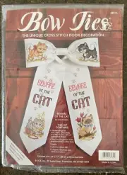JCA Inc Bow Ties Counted Cross Stitch kit, Beware of the Cat #08131, made in USA