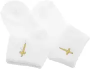 COLLBATH 1 Pair Baby Blessing Socks Turn Cuff Design Soft Cotton Infant Socks Baptism Socks For 0-1 Year Old Baby Newborn Christening Socks With Cross