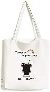 [ProHomeDIY] Silhouette Of Blue Hawaii Cocktail Tote Canvas Bag Craft Washable Fashion Shopping Handbag