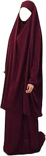 [Ancientomes] Eid Muslim 2 Piece Set Women Long Khimar Paryer Garment Dubai Abaya Dress Hooded Islamic Clothing Kaftan Jilbab Djellaba Niqab