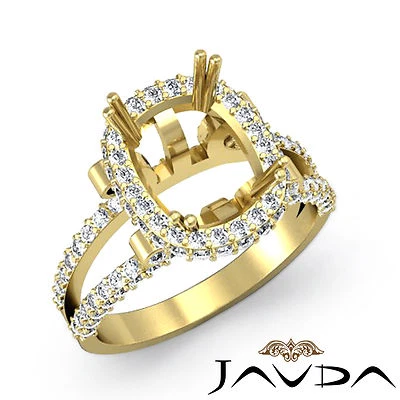 Cushion Split Shank Diamond Engagement Ring Semi Mount 14k Yellow Gold 1.53 Ctw