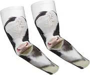 [FHEDVBN] Cow Arm Sleeves Compression Arm Covers for Men Women Outdoor Sun Sleeves Cooling Sports Sleeve, Black