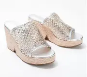 New Cecelia New York Womens Silver Farra Platform Wedge Sandals Size 10