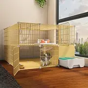 Cat Cages Indoor Large with Litter Box and Platforms,Outdoor Cat Enclosures Cat Playpen DIY Indoor Pet Home Cat Condo Indoor Cat Cages Enclosures