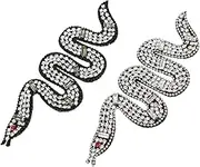 DOITOOL 2Pcs Beaded Snake Patches for Crafting Clothing Decorative Applique Embellishments for DIY Projects Unique for Bags Hats and Accessories