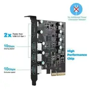 PCIe X4 To USB 3.2 Card USB Gen 2 with 20Gbps 5 Port (3 USB A +2 Type C)