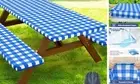 Picnic Table Cover with Bench Covers, Waterproof 30" x 72" Blue and White