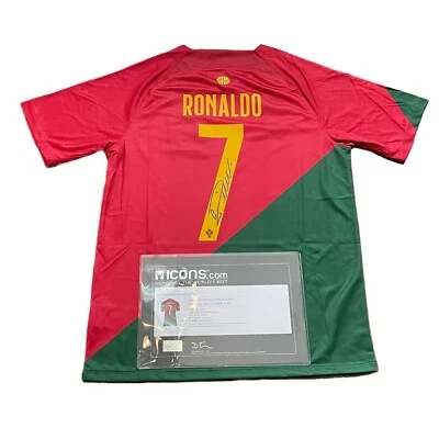 CRISTIANO RONALDO OFFICIAL BACK SIGNED PORTUGAL 2022-23 HOME SHIRT ICONS COA