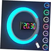 Large Digital Wall Clock, 12 inch Round Wall Clock with Remote Upgraded Rgb