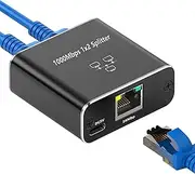 Ethernet Cable Splitter, 1 to 2 Gigabit Network Hub, 1000Mbps Network Splitte, Ethernet Splitter High Speed, Network, 2 Devices Simultaneous for Super Cat5/Cat5e/Cat6 Amith