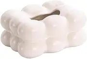 Bubble Design Tissue Box Ceramic Paper Box Holder Paper Dispenser for Bathroom Dining Table Stylish Tissue Organizer Decorative Napkin C