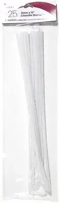 Chenille Stems 3mmx12" 25/Pkg White
