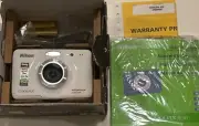 Nikon COOLPIX S30 10.1MP 3x Waterproof Digital Camera - White - New In Box