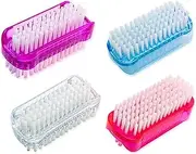 JINEN 4 PCS Nail Brush for Cleaning Fingernails Two Sided Hand Fingernail Scrub Brush Soft Stiff Bristles Nails Toes Scrubber for Men and Women