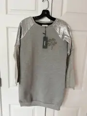 DIESEL Child Girl Long Sleeves Dress Grey sequin lucky four leaf clover size 14y