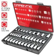 CARBYNE 36 Piece Hex, Torx Bit Socket & E-Torx Socket Set, S2 Steel | 1/4", 3...