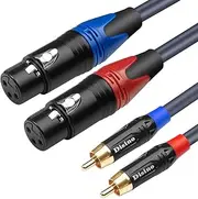 Disino Dual Female XLR to Dual RCA Cable, Heavy Duty 2-XLR Female to 2 RCA/Phone Plug Male HiFi Stereo Audio Connection Microphone Cable Interconnect Lead Wire - 10 Feet /3 Meters