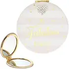My Fabulous Friend Pink White Gold Dots Compact Dual Pocket Make-Up Mirror