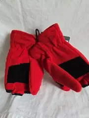 Tru fit Warm Convertible Gloves Red Fleece Lined Adjustable Backstrap Insulated