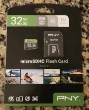PNY 32 GB microSDHC Elite-X Memory Flash Card - NEW