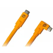 Tetherpro USB-C To USB-C Right Angle 4.6m - Hi Vis Orange Cable