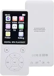 Portable Music Player with 1.8 Inch Screen, Bluetooth MP3 Player with FM/Video/Photo Viewer/E-Book for Kids, HiFi Sound MP3 Music Player for Running Jogging Cycling (White)