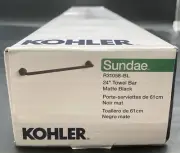 KOHLER R31058-BL Sundae 24 in. Wall Mounted Towel Bar in Matte Black Brand (NEW)