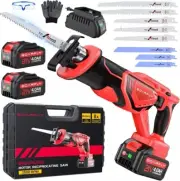 Cordless Reciprocating Saw 21V Brushless Motor with 2x4.0Ah Batteries, 3500 SPM