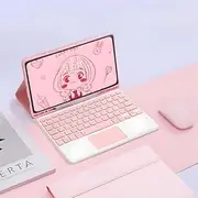 [Jarttarn] Touchpad Keyboard Case Compatible with Samsung Galaxy Tab S9 FE+ / S9 FE Plus 12.4 Inch (SM-X610/X616) Case Multi-Angle Stand for Mouse with Keyboard Case (Pink)