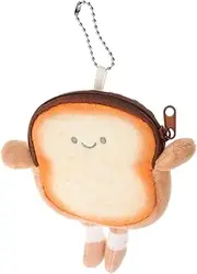[ANDRESLAD] Cute Cartoon Toast Bread Shape Key Bag Small Zipper Wallet Mini Coin Purse
