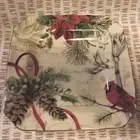 222 Fifth HOLIDAY WISHES s/ 8 SALAD DESSERT PLATES CARDINAL Christmas CHINA Bird