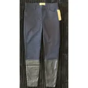 ARTELIER NICOLE MILLER Sz 2 Navy Blue Stretch Waxed Cotton Blend Skinny Leg Pant