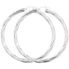 STERLING SILVER ROUND EARRINGS CREOLES 60MM TWISTED TUBES HOOP SLEEPERS PIERCED