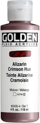 Fluid Acrylics by GOLDEN, Alizarin Crimson Hue, 4 fl. oz. Bottle, Acrylic Paint