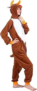 [Generic] Womens Snow Jumpsuit Long Sleeved Couple Pajamas Autumn and Winter Homewear with Shirt