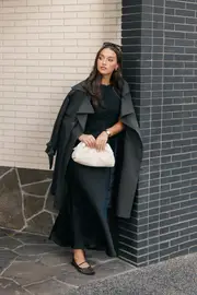[PUP4] Billy Button Front Trench Coat - Charcoal XS charcoal