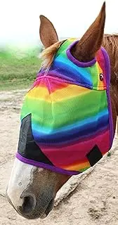 CHALLENGER Horse UV Bug Protection Airflow Mesh Summer Fly Mask Rainbow Without Ears 73206
