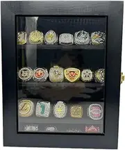 Championship Ring Display Case, Sports Ringb Display Case Wooden Shadow Box for Baseball Basketball Football Softball Award Rings Fan Souvenirs 10 x 8 Inch Custom Display Box