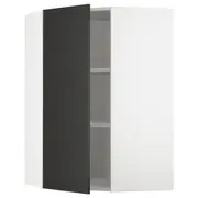 METOD corner wall cabinet with shelves, white/Nickebo matt anthracite, 68x100 cm