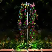Solar Garden Lights 25LEDs Solar Power Butterfly Flower Lights Waterproof Swaying Tree for Outside Yard Pathway Patio Lawn
