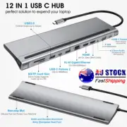 12 In 1 Laptop Docking Station Type-C HDMI 4K VGA PD USB 3.0 Hub For MacBook AU
