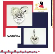 Authentic Pandora #792649C01 Pearlescent White Heart Double Dangle Charm