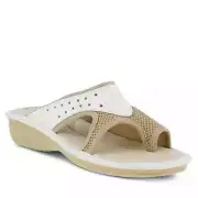 FLEXUS PASCALLE SLIDE WOMEN'S WHITE LEATHER/MESH COMFY SANDAL WITH TOE RING EU38