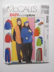 McCall's 3402 Size XL-XXL Unisex Jacket, Vest, Pants & Hat Uncut 2001