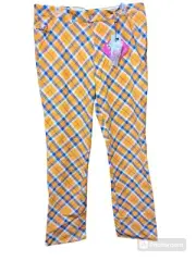 Royal & Awesome Men`s Golf Pants Tangerine Tartan Orange 38-32. With Divot Tool
