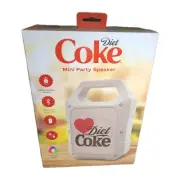 Diet Coke Mini Party Speaker, Indoor/Outdoor, LED Lights, Rechargeable, USB BT