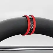BETTERHUMZ Car Steering Wheel Top Center Marker Strip Trim for Tesla Model 3 Highland 2024 Model Y X S Car Tuning Accessories Compatible with Alcantara Real Carbon Fiber (Red)