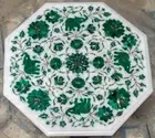 24'' Octagon Handicraft Marble Malachite Side Coffee Table Top Elephant Inlay