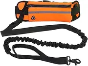 Hands Free Dog Leash Nylon Pet Leash with Waist Bag Retractable Elastic Belt Dog Traction Rope Reflective Belt Buckle(Orange)
